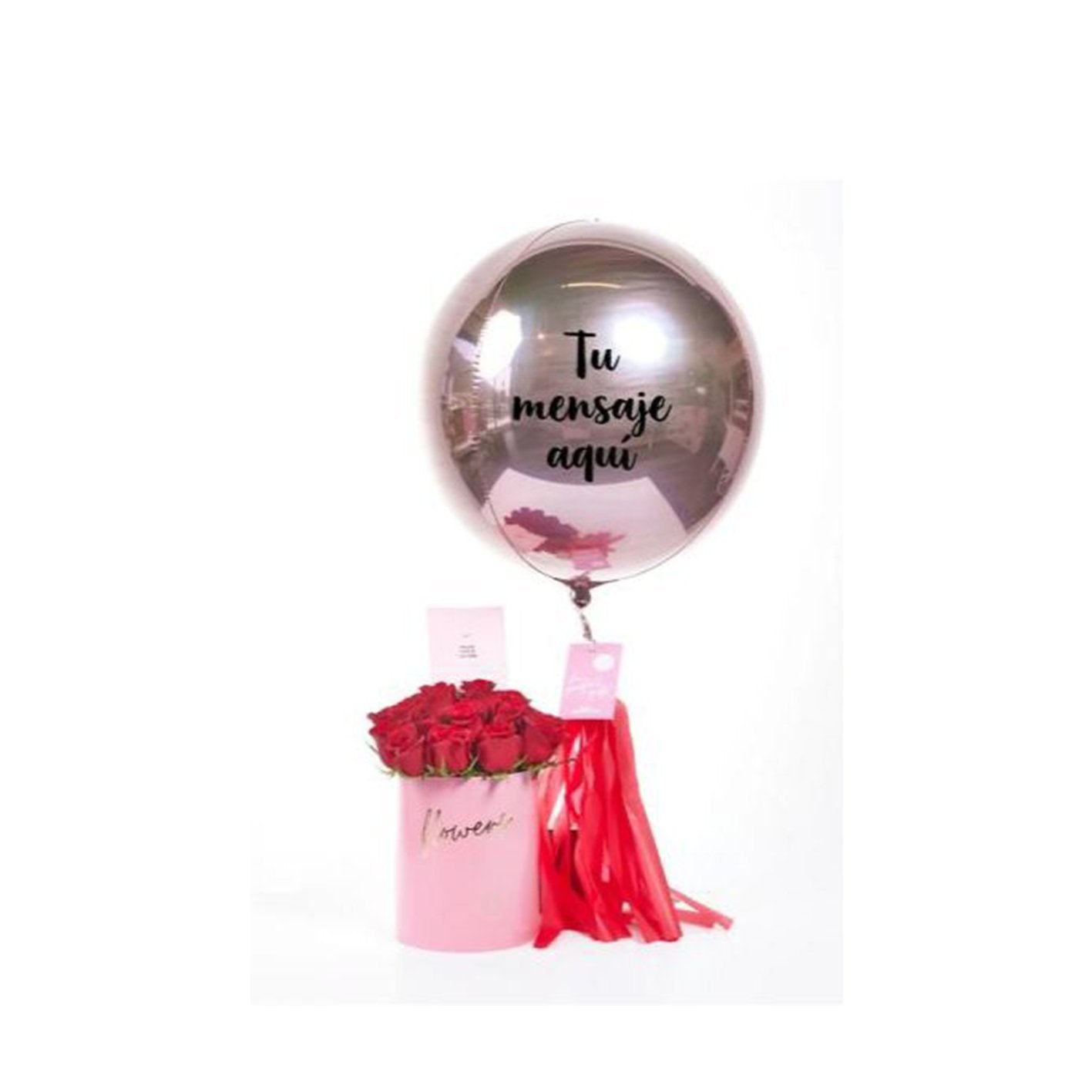 Globo Gigante personalizado con caja circular de rosas. - Sweet Surprise Boutique